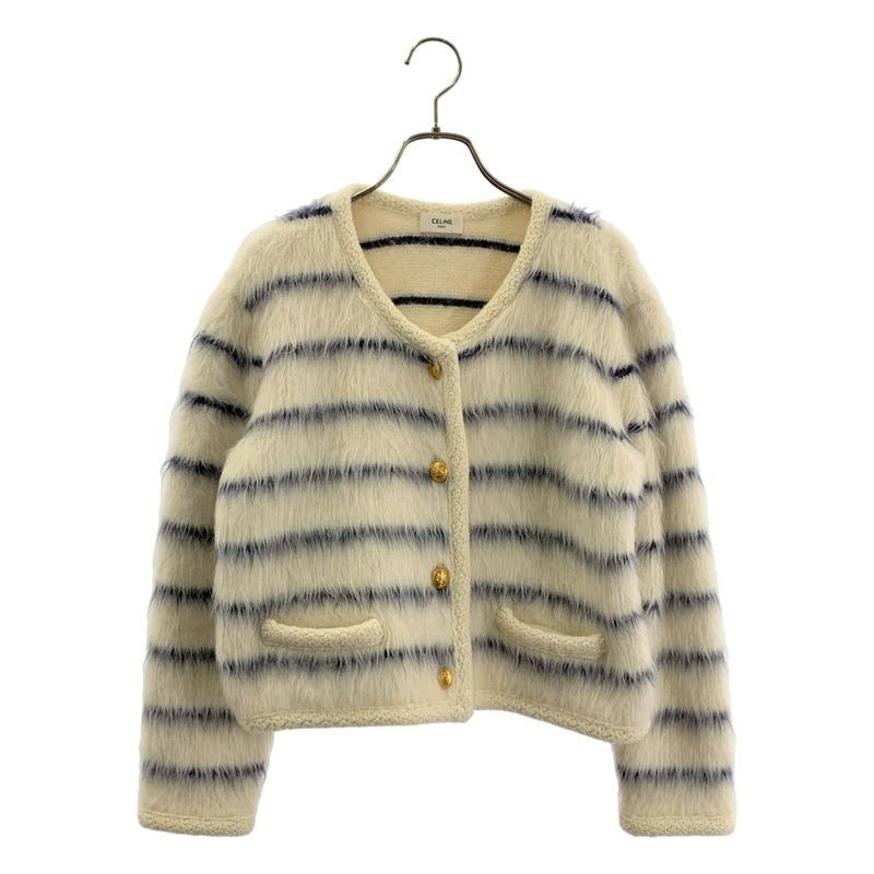 Celine Alpaca Wool Gold Button Chasseur Jacket 2 T M White Navy