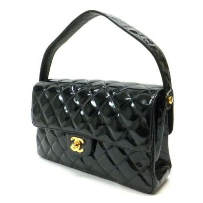 Chanel Double Face Bag 26 Quilted Patent Leather Black Gold — view 2