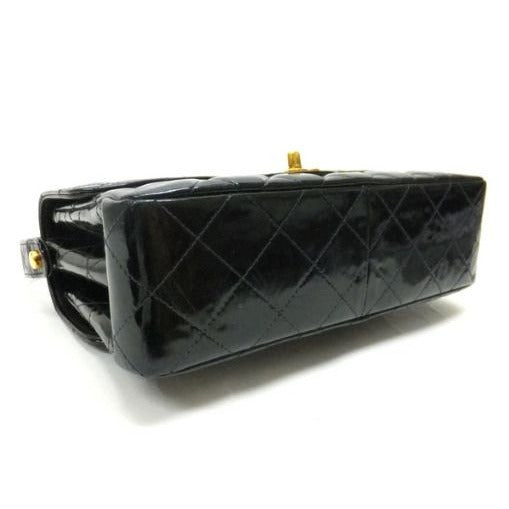 Chanel Double Face Bag 26 Quilted Patent Leather Black Gold — view 3