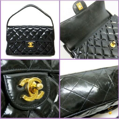 Chanel Double Face Bag 26 Quilted Patent Leather Black Gold — view 6