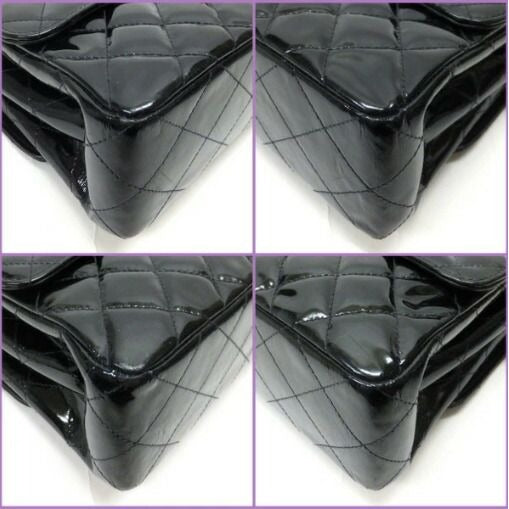 Chanel Double Face Bag 26 Quilted Patent Leather Black Gold — view 7