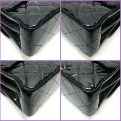 Chanel Double Face Bag 26 Quilted Patent Leather Black Gold — view 7