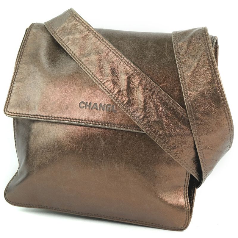 Chanel Calf Bronze Unisex Shoulder Bag