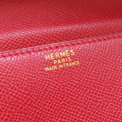 Hermes Courchevel Red Gold Hardware 00Z Engraved Vintage Clutch Bag 0225 Hermes