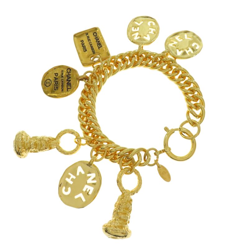 Chanel Vintage Logo Plate Bracelet Metal Ladies