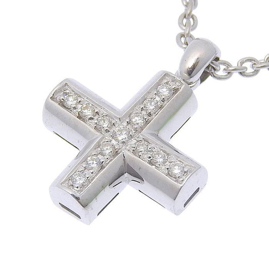Bvlgari Bulgari Greek Cross Diamond Necklace 18K White Gold 750 White Gold