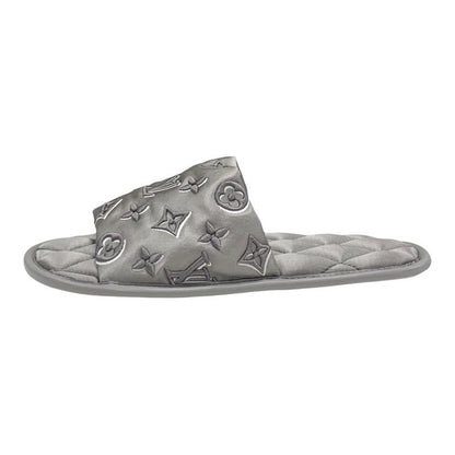 Louis Vuitton Homey Line Monogram Flat Shoes Satin Gray Unused Slippers Room