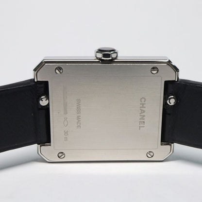 Chanel Boyfriend H6586 Black Diamond Bezel SS Leather Quartz Ladies