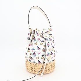 Prada Handbag Bag Canvas Wicker Women's White Multicolor