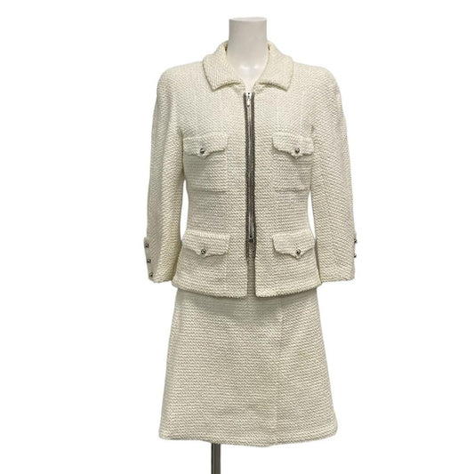 Chanel Skirt Set Ivory Tweed Cotton