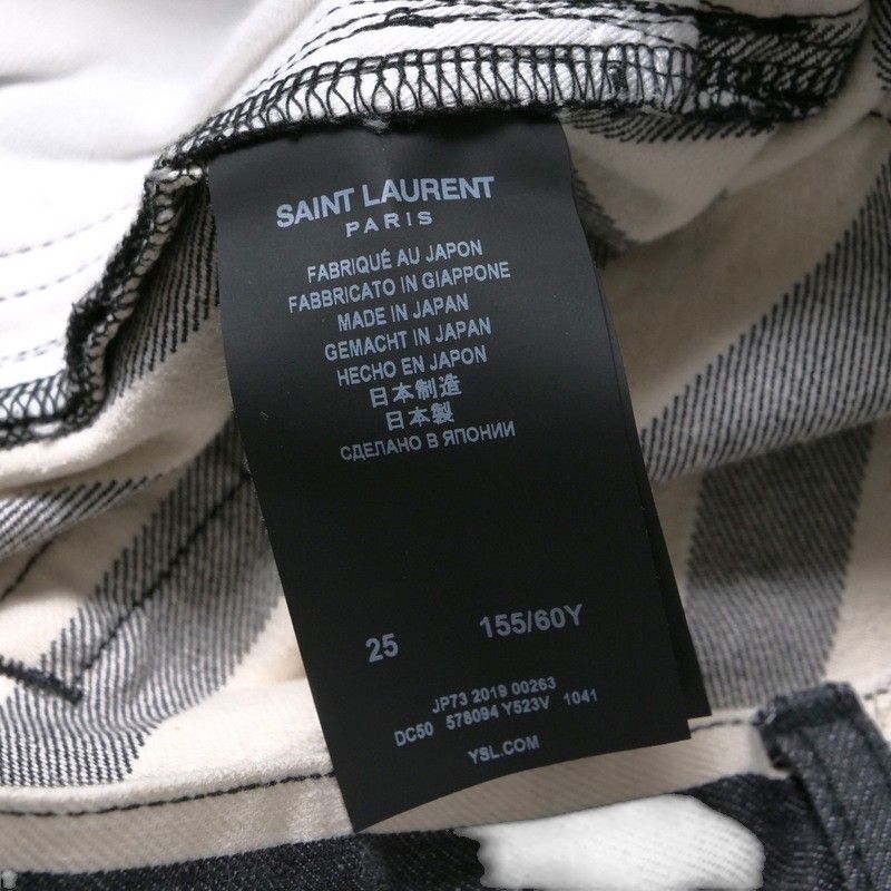Saint Laurent Paris Denim Pants Size 25 (155 60Y) Striped Skinny