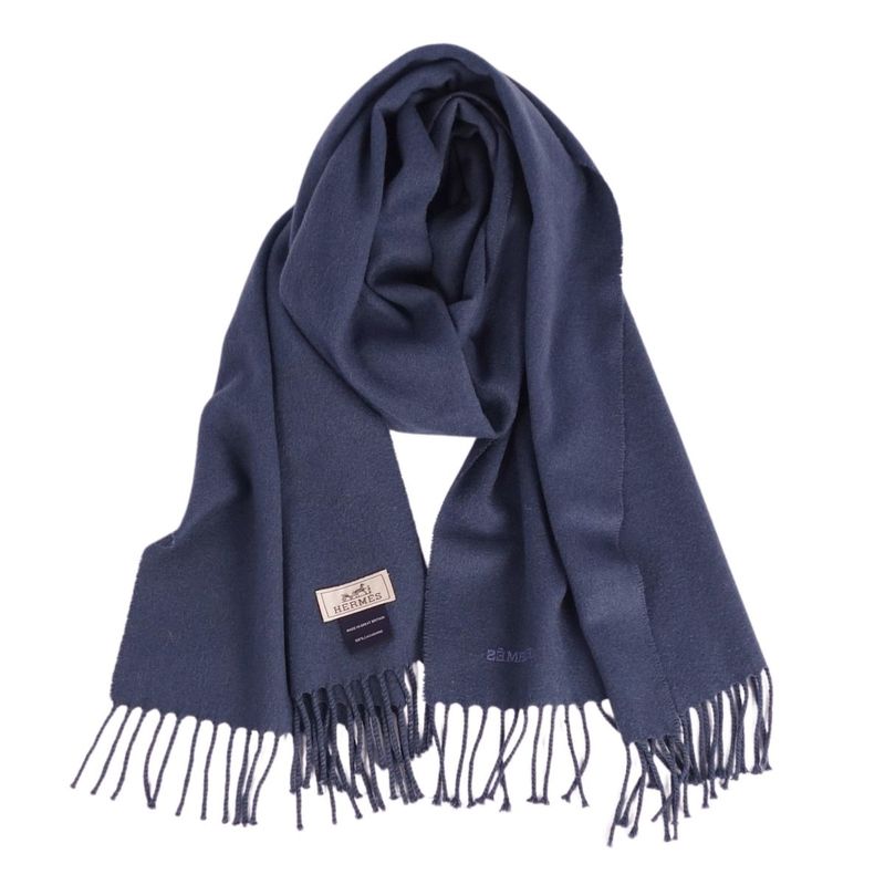 Hermes Scarf Shawl 100% Cashmere Fringe Lo