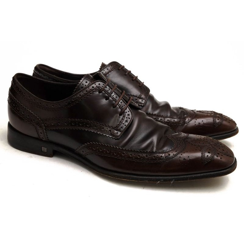 Louis Vuitton Shoes Business Men Leather Dark Brown — view 2