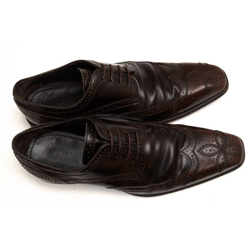 Louis Vuitton Shoes Business Men Leather Dark Brown — view 5