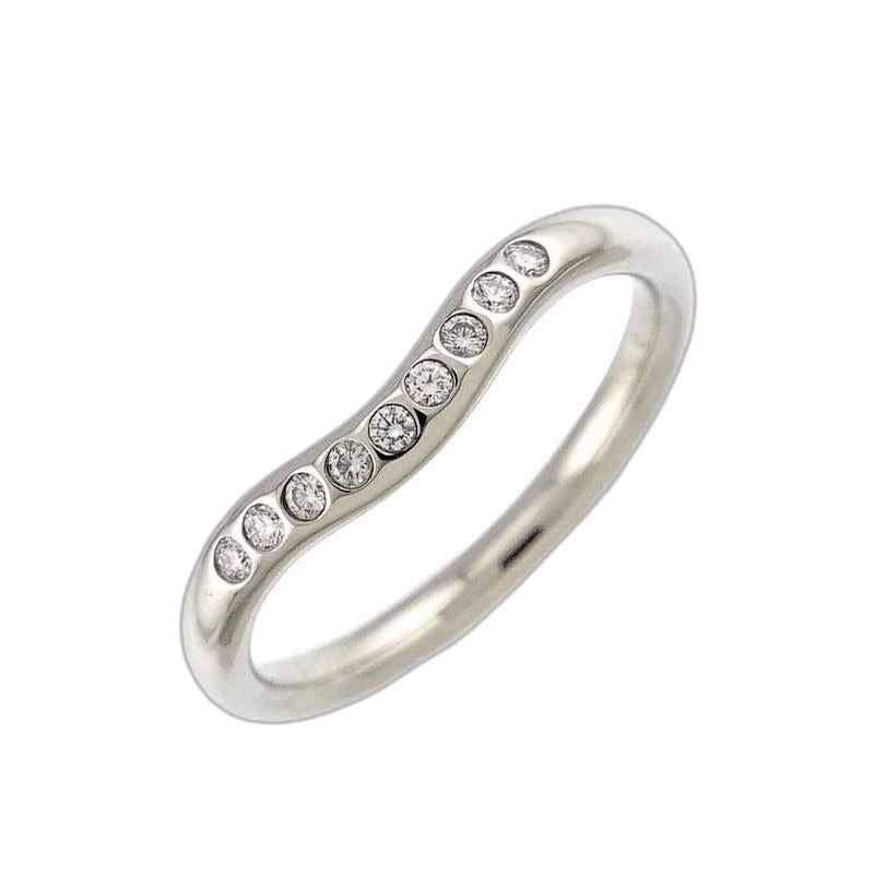 Tiffany & Co. Curved Band Ring Diamond Pt Platinum
