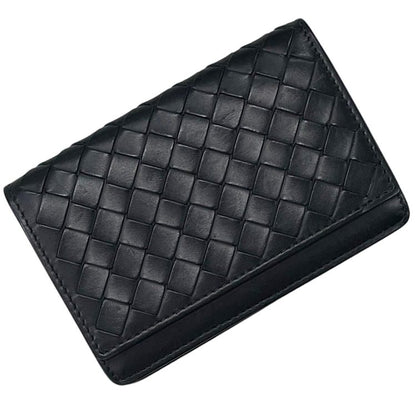 Bottega Veneta Card Case Business Holder Intrecht Leather Black
