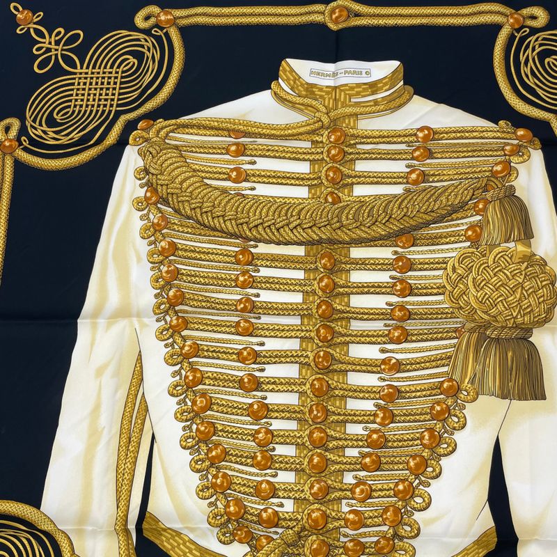 Hermes Carre 90 Brandebourgs Brandenburg Decor Scarf Silk Black With Box