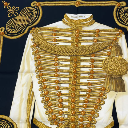 Hermes Carre 90 Brandebourgs Brandenburg Decor Scarf Silk Black With Box