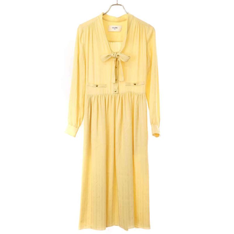 Celine Lavalliere Dress Lavalliere Silk Jacquard Dress 2r12l550v.03ch Beige 34