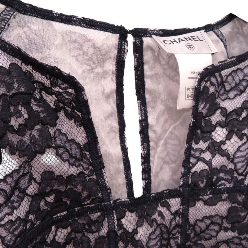 Chanel Camellia Lace Floral Short Sleeve Blouse Cut And Sewn Size 36 P47412w0543