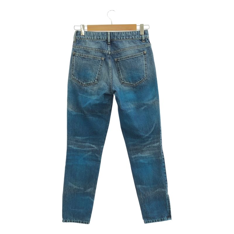 Chanel - Paint Finish Coco Mark Hem Zip Denim Pants - 34 - Indigo - Women's