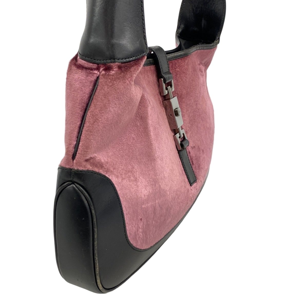 Gucci Handbag Jackie 001 Velour Pink Black Silver — view 2