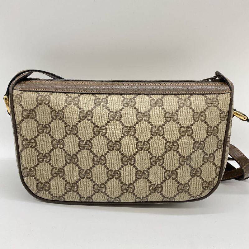 Gucci Old Gucci 89 02 Shoulder Bag GG Supreme Sherry Line Beige Brown Ladies