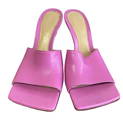 Good Bottega Veneta Leather Open Toe Square Toe Sandals Mules 35 Approx 22cm