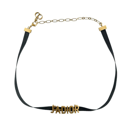 Dior Choker Metal Nylon Black Necklace Gold