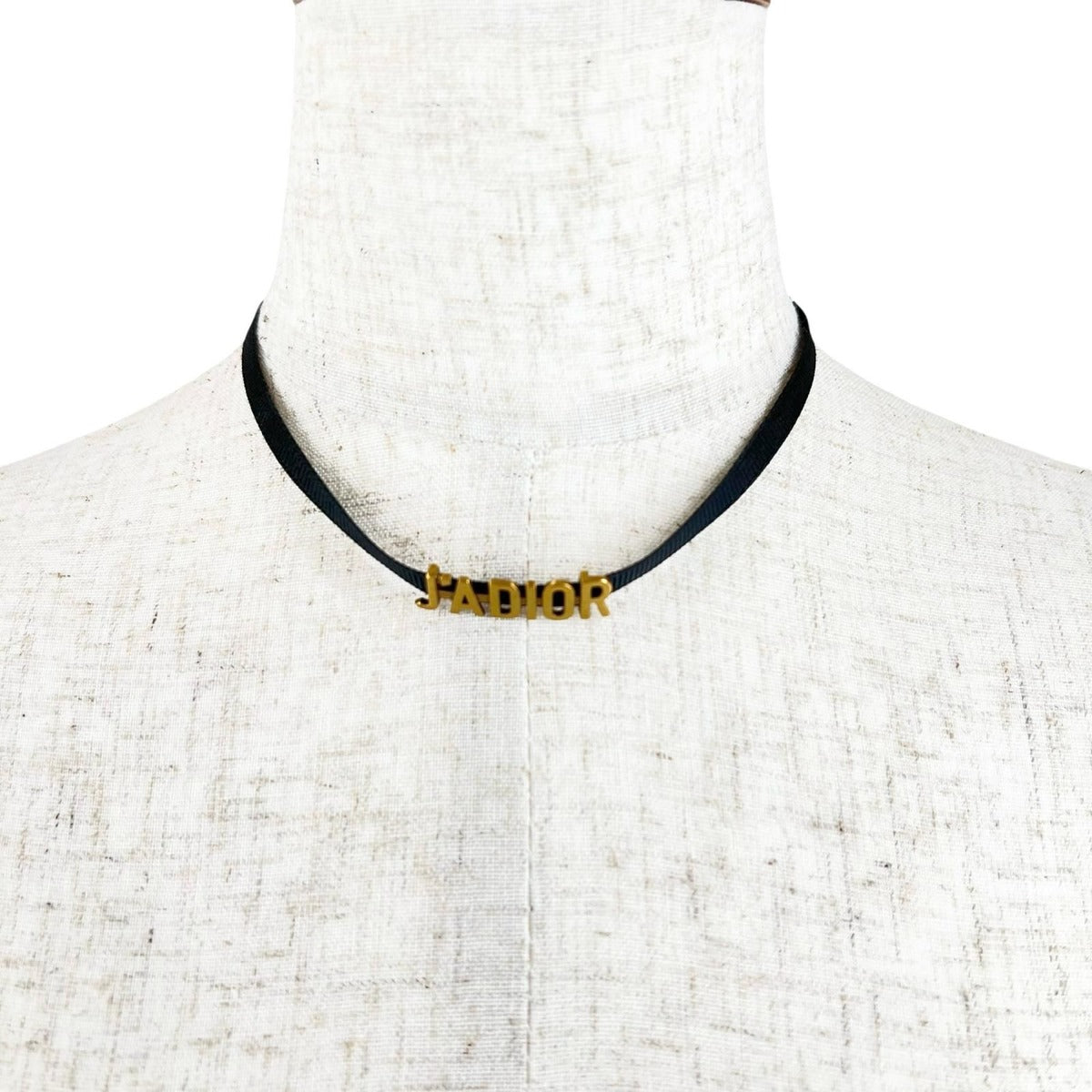 Dior Choker Metal Nylon Black Necklace Gold — view 2