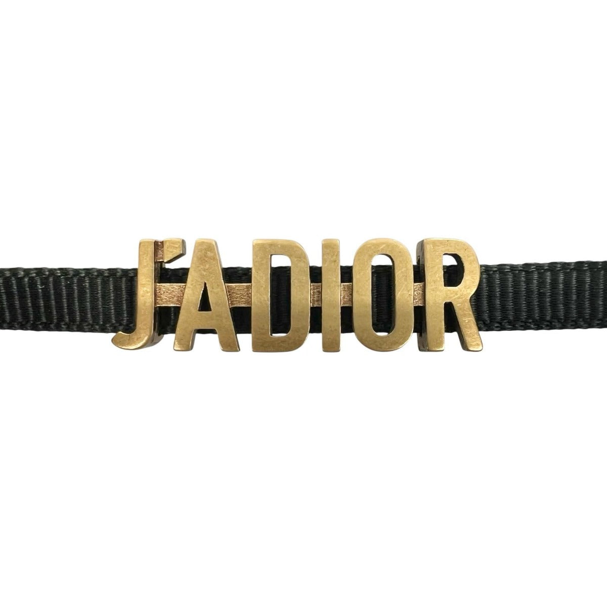 Dior Choker Metal Nylon Black Necklace Gold — view 3