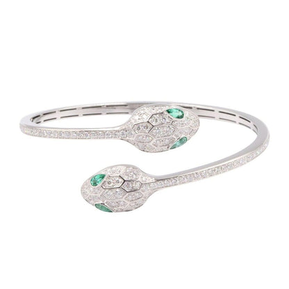 Bvlgari Bracelet Serpenti Sedutto Ri Emerald Diamond 17 cm 18k White Gold