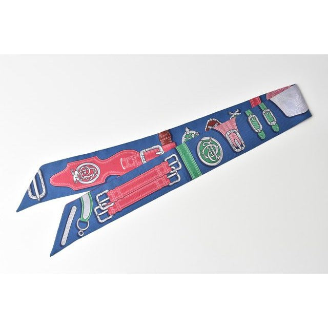 Hermes Twirly Scarf Belt Motif Blue Multi — view 2