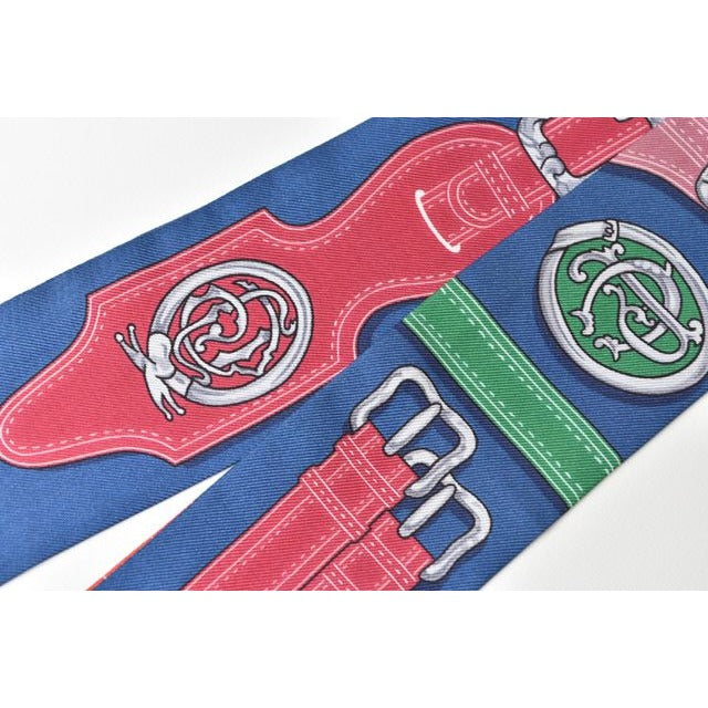Hermes Twirly Scarf Belt Motif Blue Multi — view 6