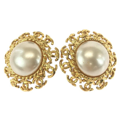 Chanel Vintage Coco Mark Gold Plated Earrings 95 A Engraved Ladies 504796