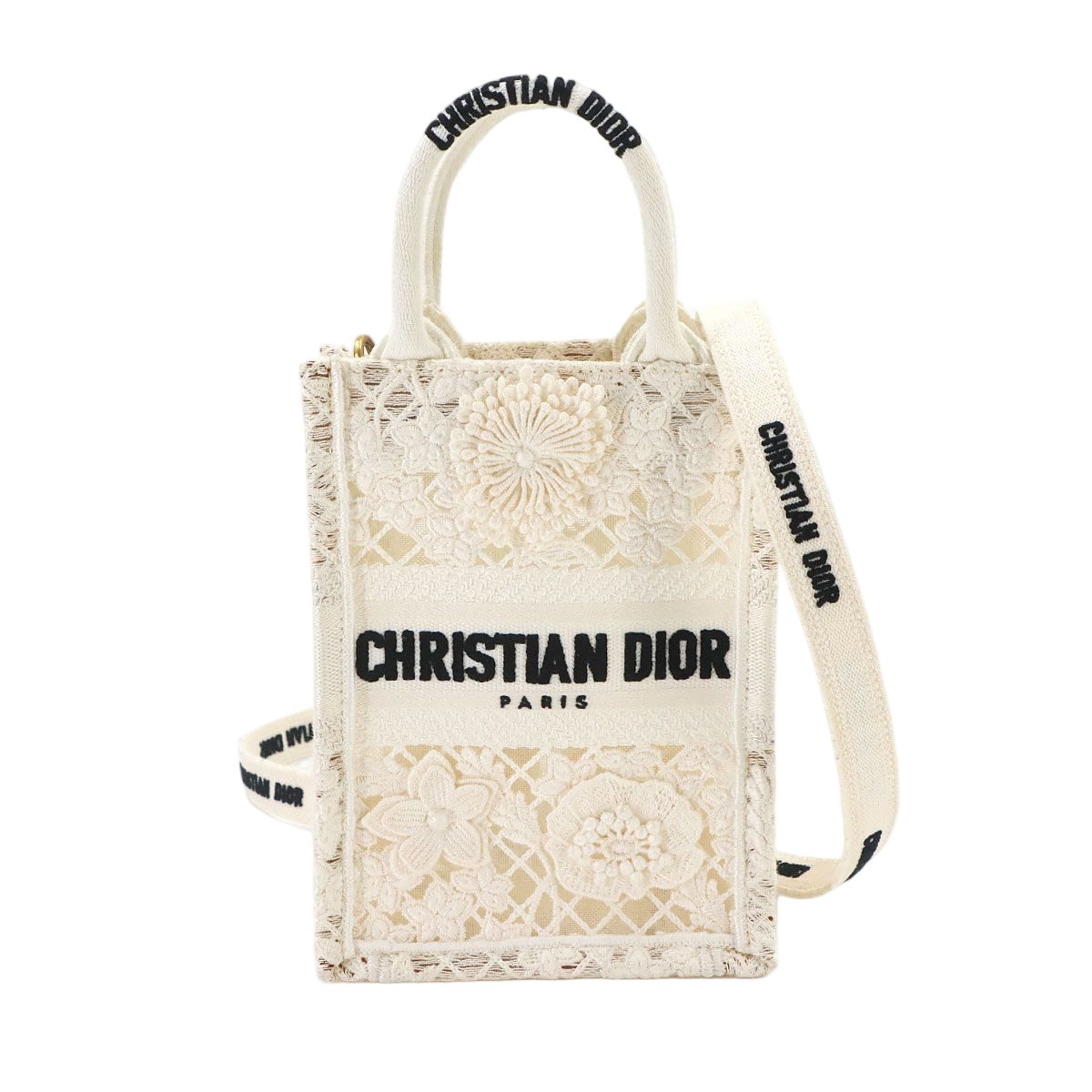 Dior Book Tote Vertical Mini 2-Way Canvas White