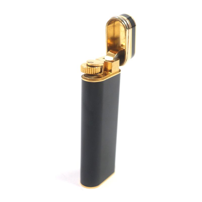 Cartier Trinity Oval Logo Roller Gas Lighter Black Gold Silver Swiss Made