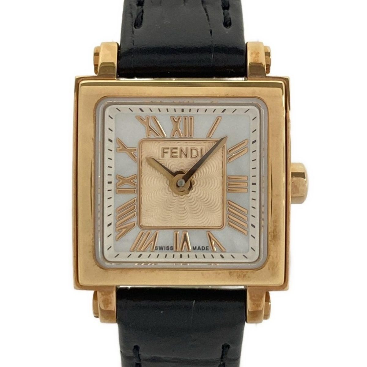 Fendi Watch Leather White Shell Pink Beige