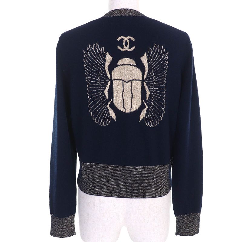 CHANEL P61656k47200 Cashmere Polyester Coco Mark Scarab Button Back Embroidered