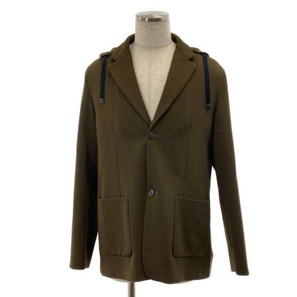 Loewe Anagram Leather Patch Wool Hooded Tailored Jacket 46 Khaki