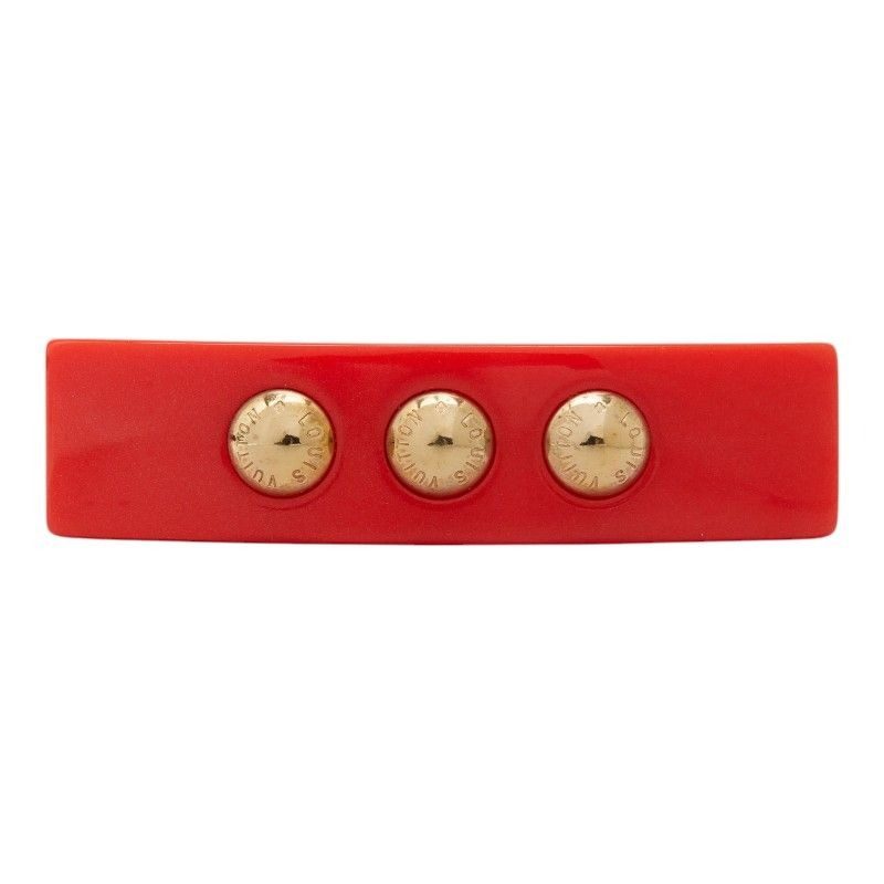 Louis Vuitton Studded Barrette Hair Orange Gold Plastic Plated