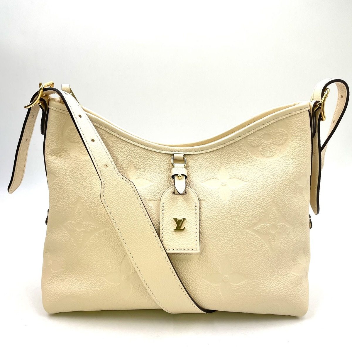 Louis Vuitton Carriage PM Monogram Empreinte Leather Off White Shoulder Bag Gold