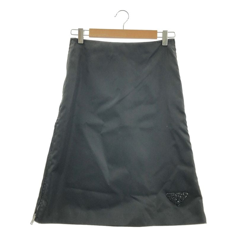 Prada Re-Nylon Triangle Logo Skirt 36 Black