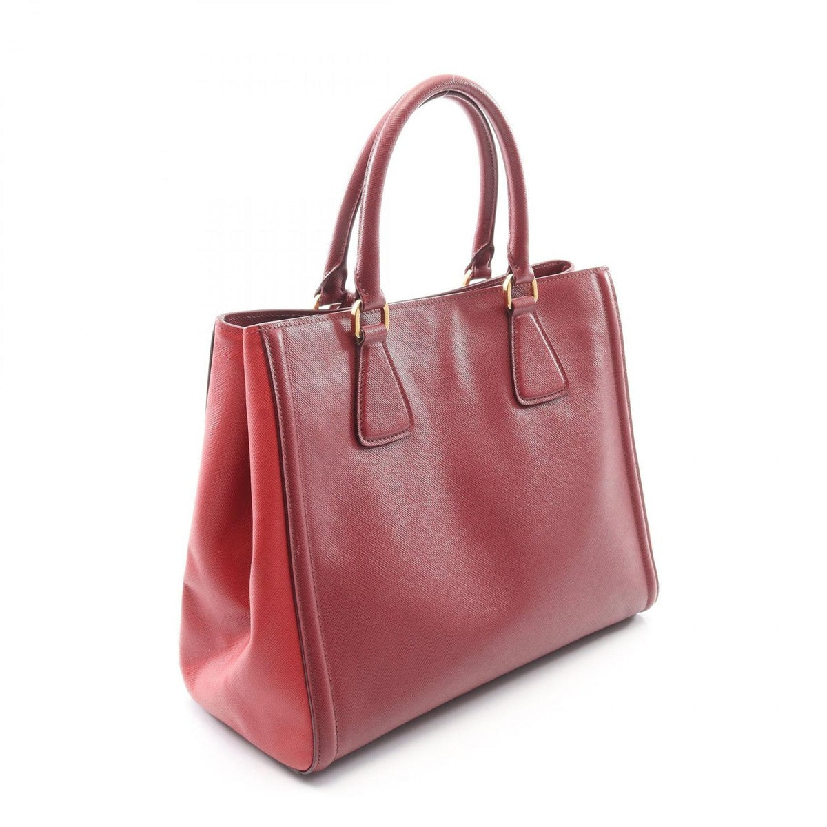 Prada Handbag Triangle Logo Red Saffiano Leather 2-Way Tote — view 2