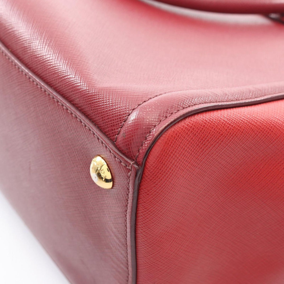 Prada Handbag Triangle Logo Red Saffiano Leather 2-Way Tote — view 7
