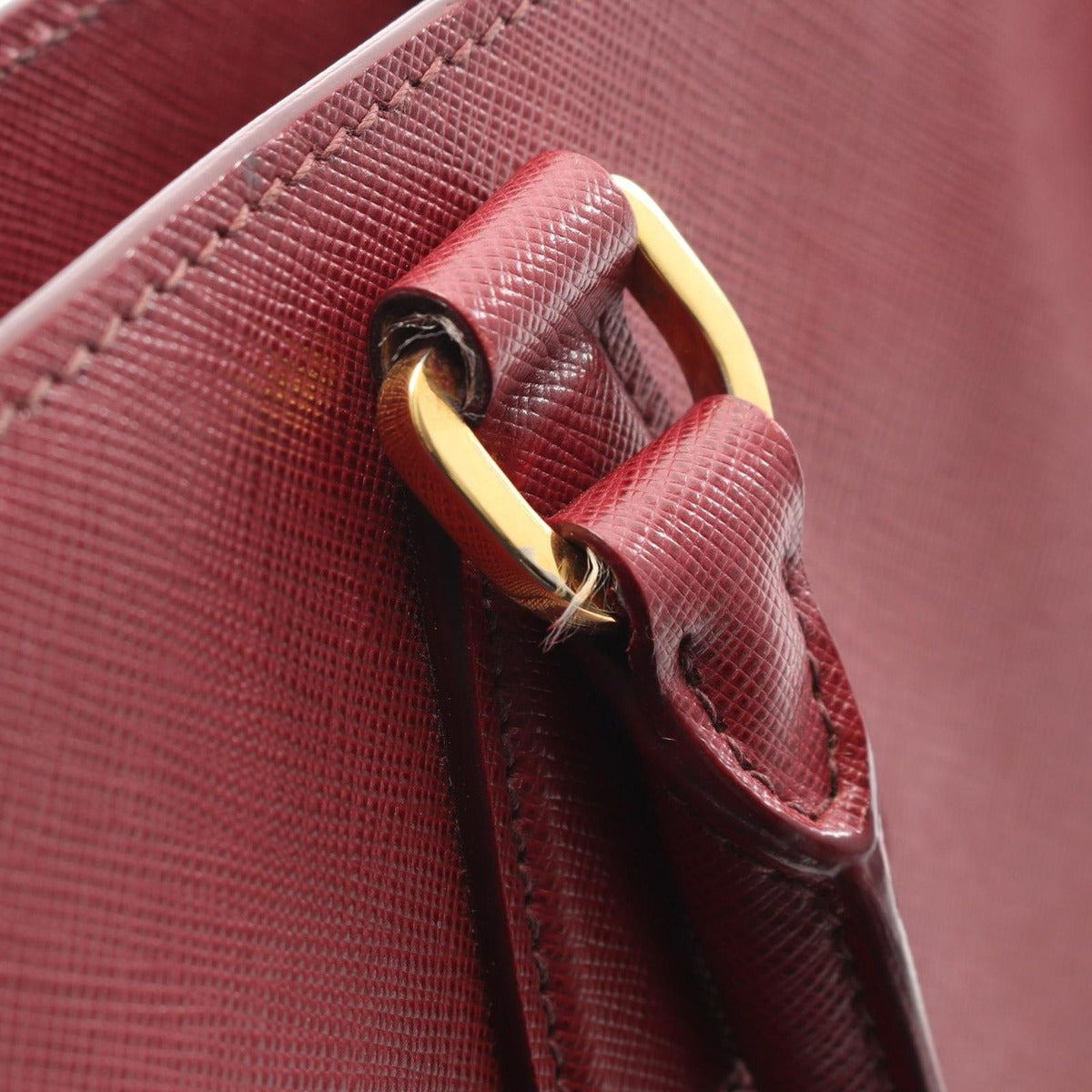 Prada Handbag Triangle Logo Red Saffiano Leather 2-Way Tote — view 10