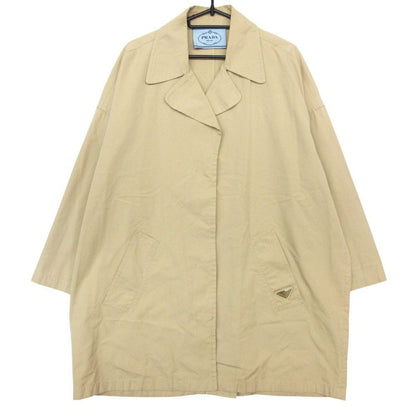 Prada Triangle Logo Pocket Overcoat Outer Beige