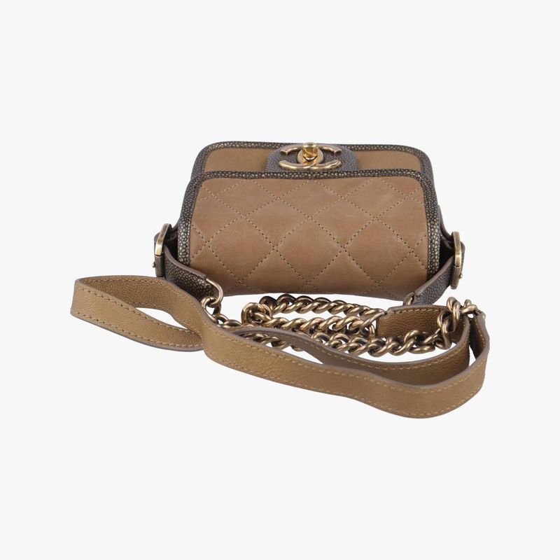 Chanel Back Toss School Mini Flap Gold Leather A67252 17089864