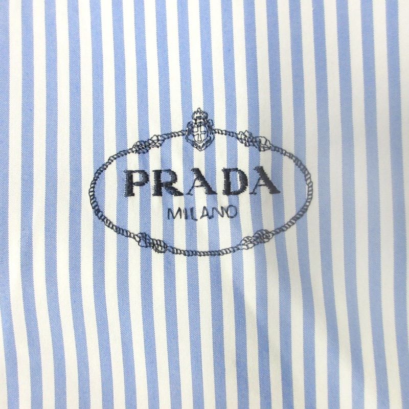 24ss Prada Button Down Shirt Blouse Cut and Sewn Gold Button Logo Embroidery
