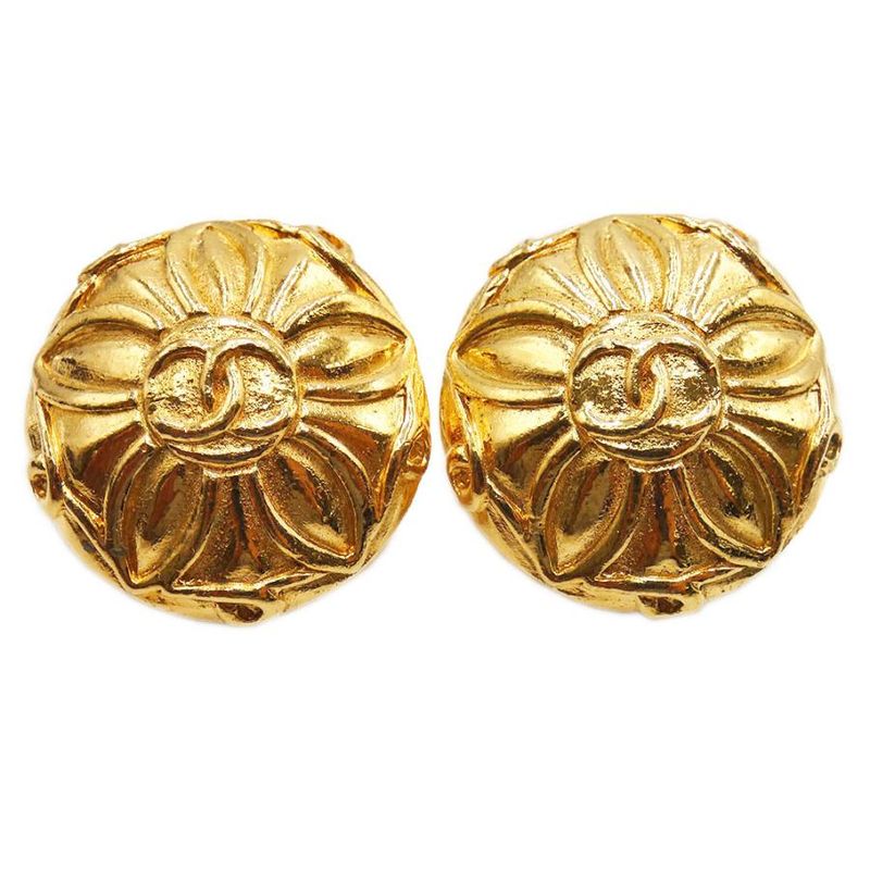 Chanel Floral Coco Mark GP Gold Earrings And Earrings